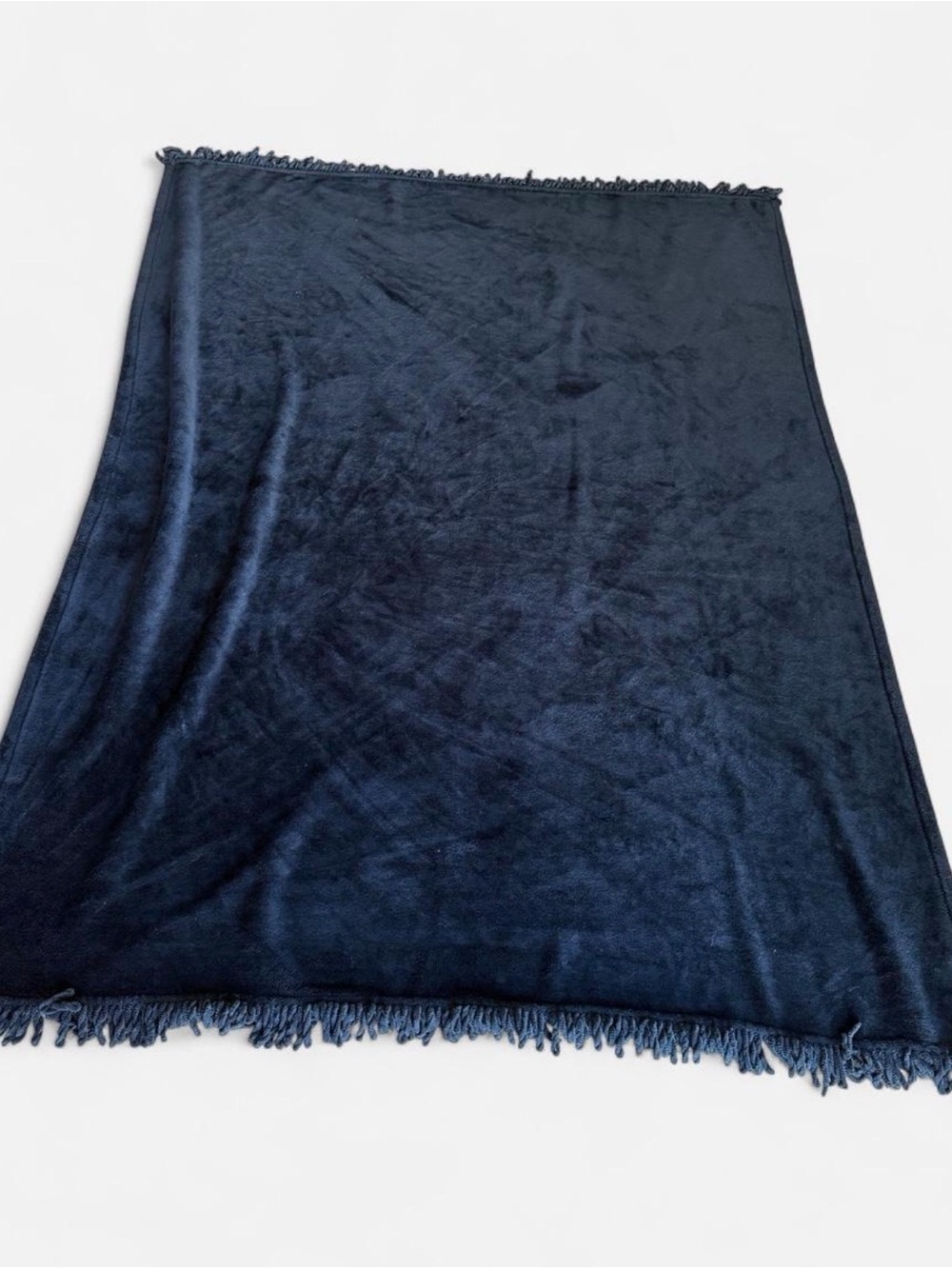 Berkshire Plush Fringe Throw Blanket - Deep Navy